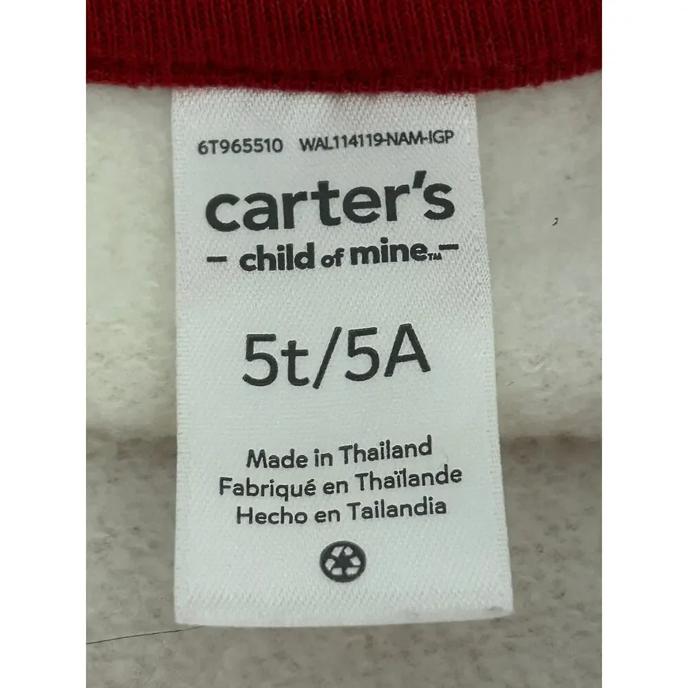 Carter's girls sz 5T Soft pink hooded Christmas sweatshirt w/Santa Claus faces